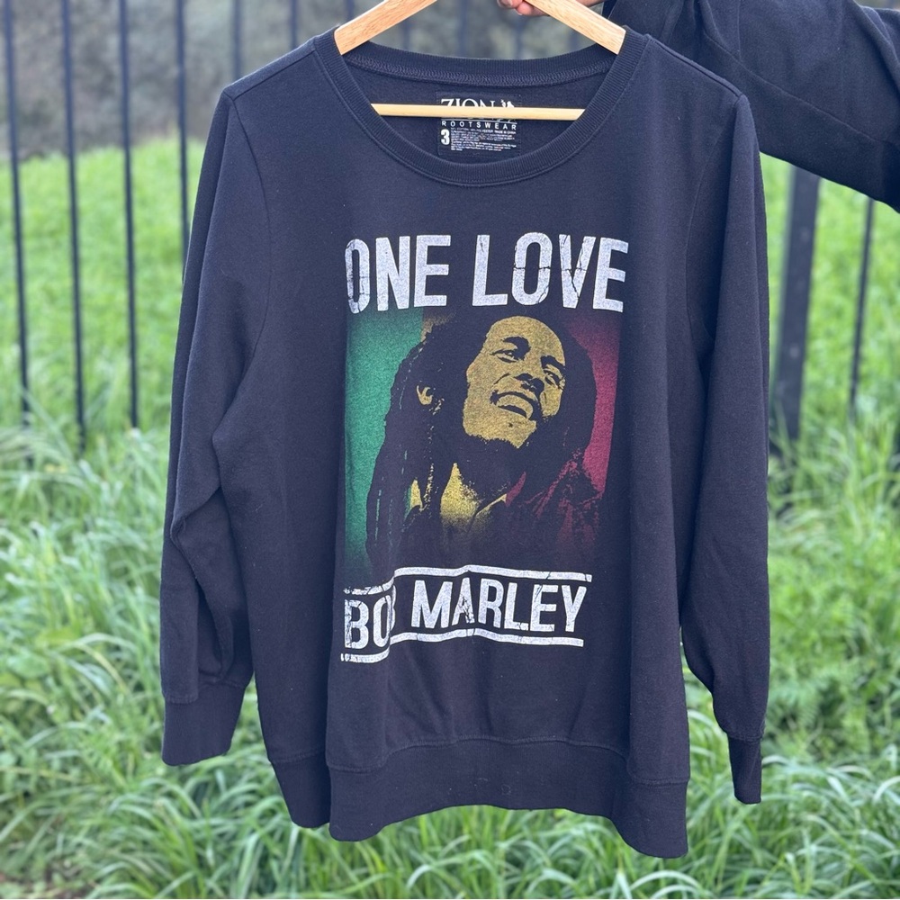Men’s Zion Rootswear Black Bob Marley One Love Sweatshirt XL